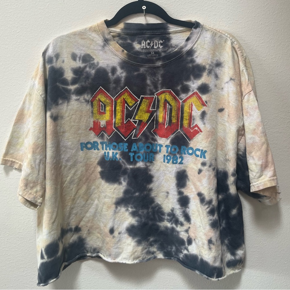 Vintage styled AC/DC cropped band tee shirt